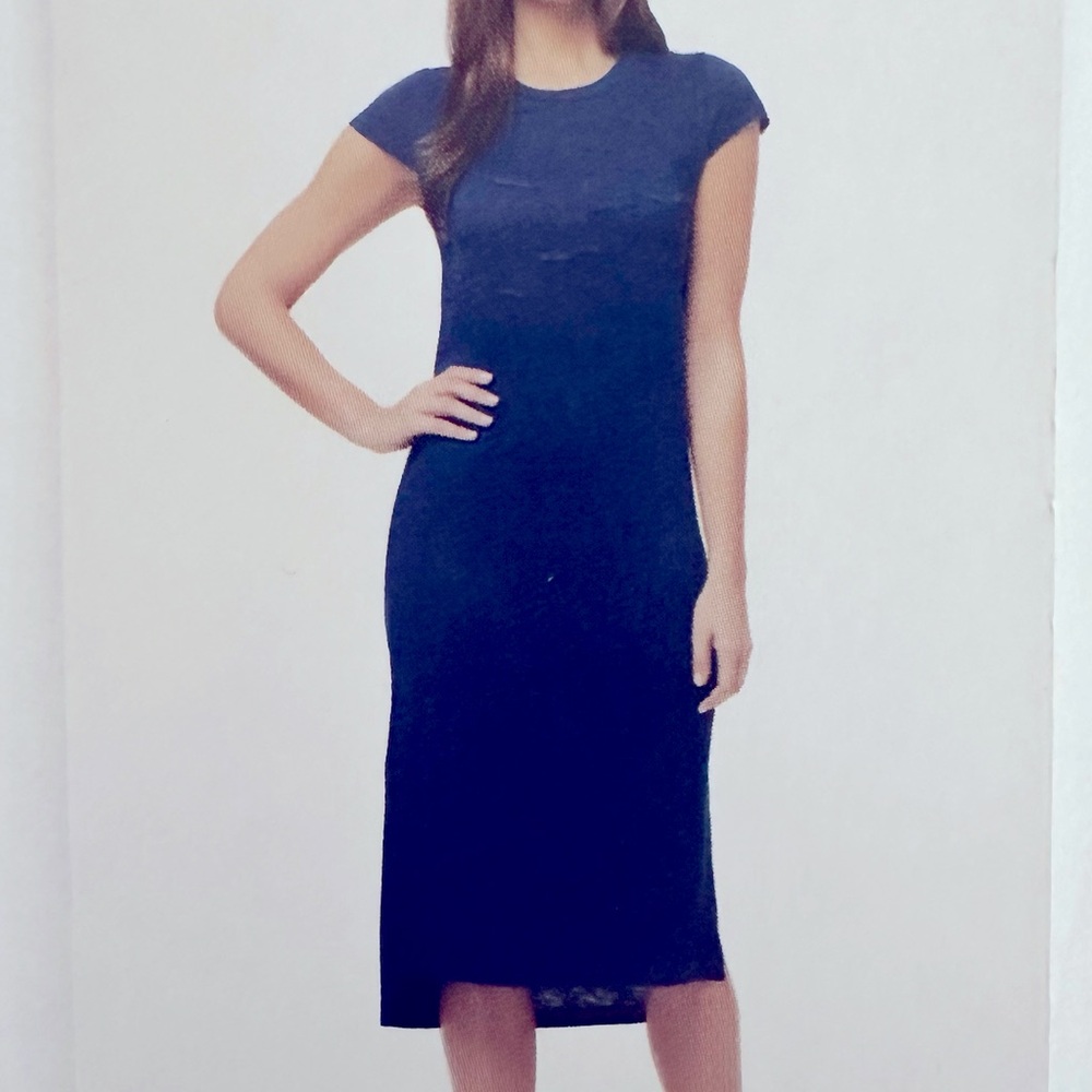 NWT Navy Bodycon Midi Slit Dress